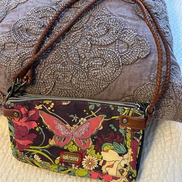 RARE Sakroots Floral Butterfly Crossbody Convertible Bag - Picture 1 of 11